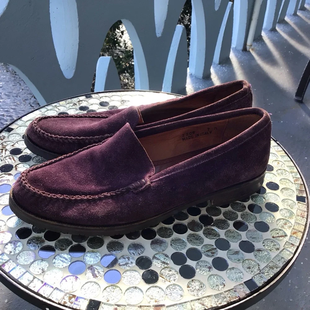 Vintage Coach Womens Suede Loafers in Deep Burgundy - Classic Slip-On Style - Picture 7 of 14